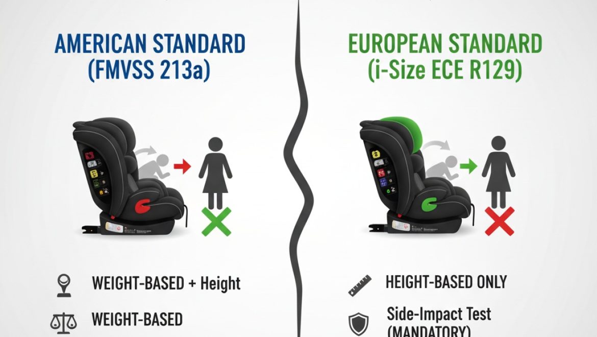 השוואה בין התקן האמריקאי החדש (FMVSS 213a) לבין תקן i-Size האירופאי (3/ECE R129)